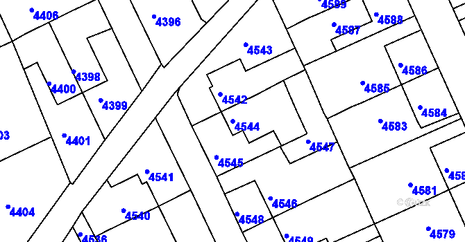 Parcela st. 4544 v KÚ Krnov-Horní Předměstí, Katastrální mapa