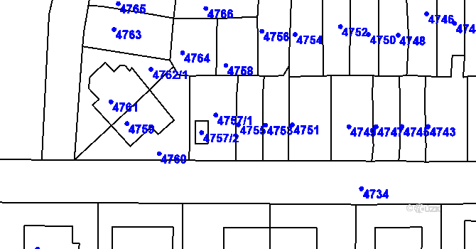 Parcela st. 4755 v KÚ Krnov-Horní Předměstí, Katastrální mapa