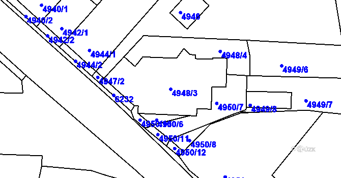 Parcela st. 4948/3 v KÚ Krnov-Horní Předměstí, Katastrální mapa