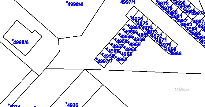 Parcela st. 4955 v KÚ Krnov-Horní Předměstí, Katastrální mapa