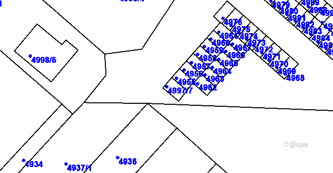Parcela st. 4997/7 v KÚ Krnov-Horní Předměstí, Katastrální mapa