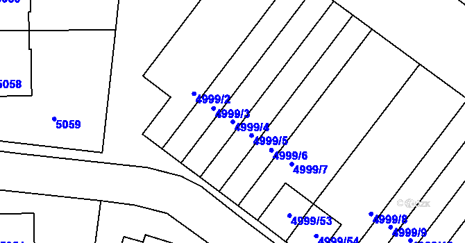 Parcela st. 4999/4 v KÚ Krnov-Horní Předměstí, Katastrální mapa