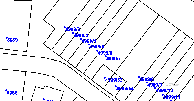 Parcela st. 4999/6 v KÚ Krnov-Horní Předměstí, Katastrální mapa
