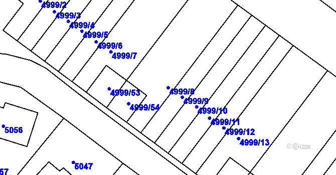 Parcela st. 4999/8 v KÚ Krnov-Horní Předměstí, Katastrální mapa