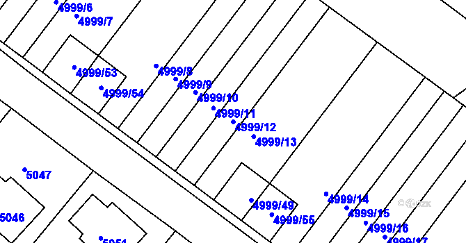 Parcela st. 4999/12 v KÚ Krnov-Horní Předměstí, Katastrální mapa