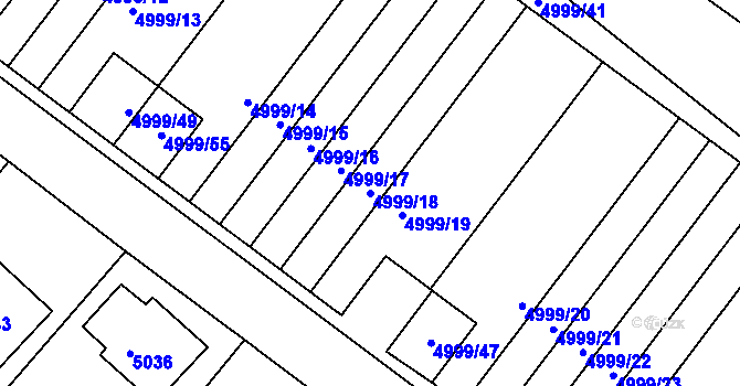 Parcela st. 4999/18 v KÚ Krnov-Horní Předměstí, Katastrální mapa