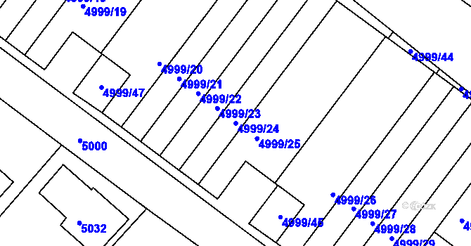 Parcela st. 4999/24 v KÚ Krnov-Horní Předměstí, Katastrální mapa