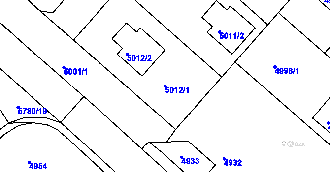 Parcela st. 5012/1 v KÚ Krnov-Horní Předměstí, Katastrální mapa