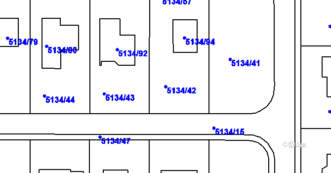 Parcela st. 5134/42 v KÚ Krnov-Horní Předměstí, Katastrální mapa