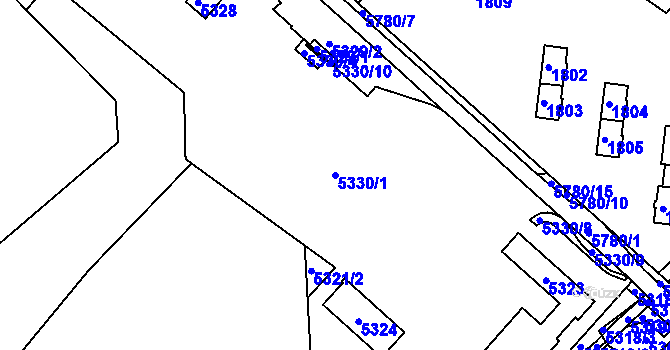 Parcela st. 5330/1 v KÚ Krnov-Horní Předměstí, Katastrální mapa
