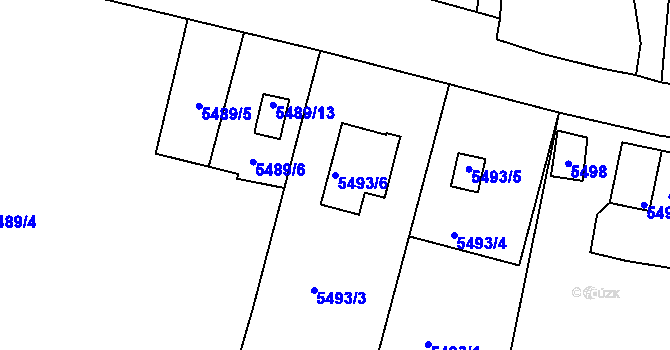Parcela st. 5493/6 v KÚ Krnov-Horní Předměstí, Katastrální mapa