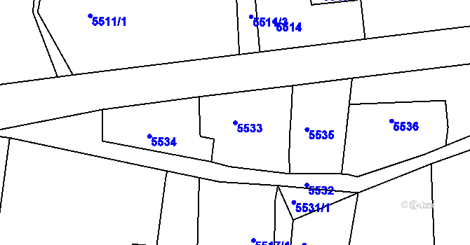 Parcela st. 5533 v KÚ Krnov-Horní Předměstí, Katastrální mapa