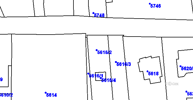 Parcela st. 5616/2 v KÚ Krnov-Horní Předměstí, Katastrální mapa