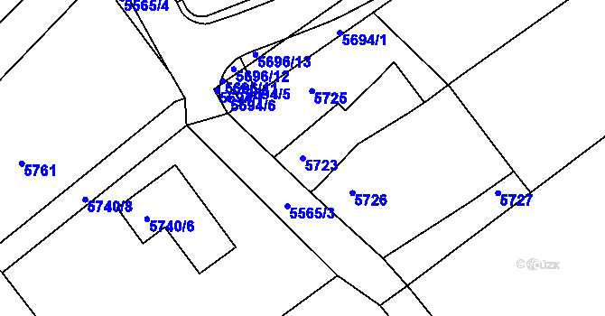 Parcela st. 5723 v KÚ Krnov-Horní Předměstí, Katastrální mapa