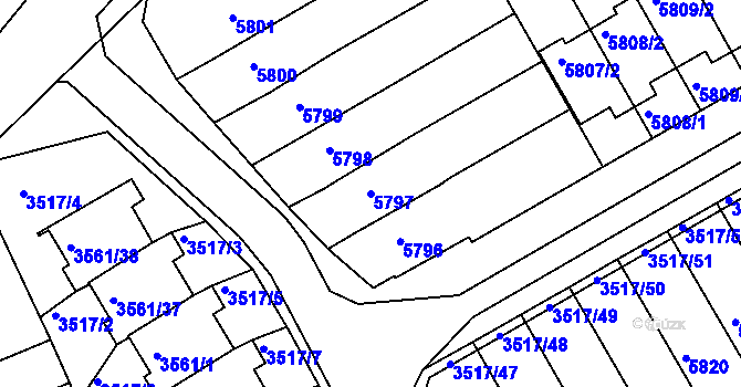 Parcela st. 5797 v KÚ Krnov-Horní Předměstí, Katastrální mapa