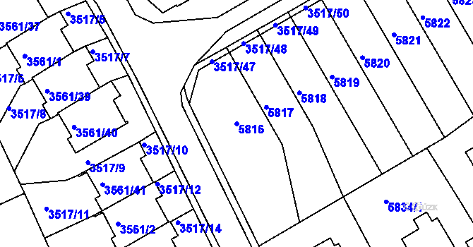 Parcela st. 5816 v KÚ Krnov-Horní Předměstí, Katastrální mapa