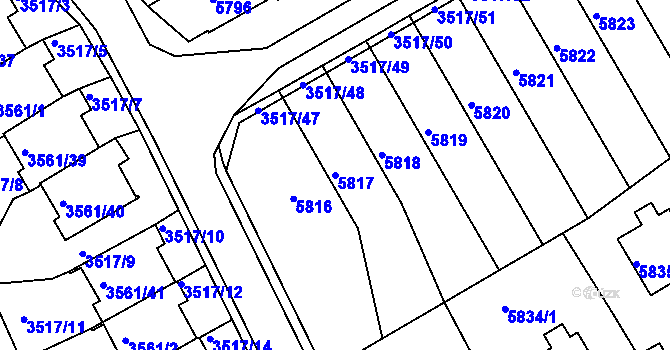 Parcela st. 5817 v KÚ Krnov-Horní Předměstí, Katastrální mapa