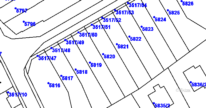 Parcela st. 5820 v KÚ Krnov-Horní Předměstí, Katastrální mapa