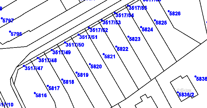 Parcela st. 5821 v KÚ Krnov-Horní Předměstí, Katastrální mapa