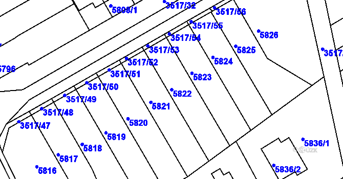 Parcela st. 5822 v KÚ Krnov-Horní Předměstí, Katastrální mapa