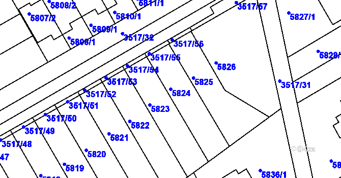Parcela st. 5824 v KÚ Krnov-Horní Předměstí, Katastrální mapa