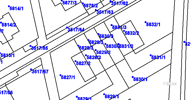 Parcela st. 5829/2 v KÚ Krnov-Horní Předměstí, Katastrální mapa