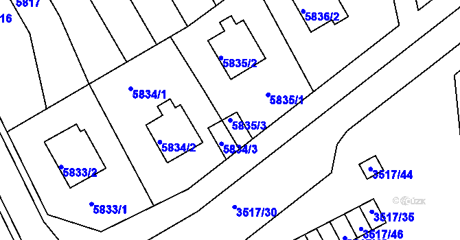 Parcela st. 5835/3 v KÚ Krnov-Horní Předměstí, Katastrální mapa