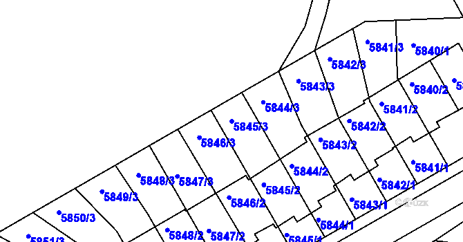 Parcela st. 5845/3 v KÚ Krnov-Horní Předměstí, Katastrální mapa