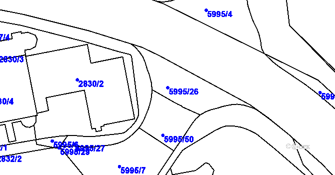 Parcela st. 5995/26 v KÚ Krnov-Horní Předměstí, Katastrální mapa