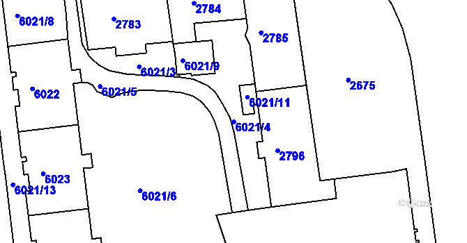 Parcela st. 6021/4 v KÚ Krnov-Horní Předměstí, Katastrální mapa