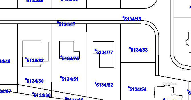 Parcela st. 5134/77 v KÚ Krnov-Horní Předměstí, Katastrální mapa
