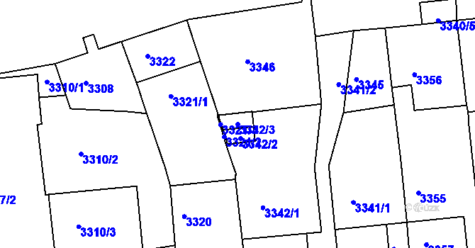 Parcela st. 3342/3 v KÚ Krnov-Horní Předměstí, Katastrální mapa