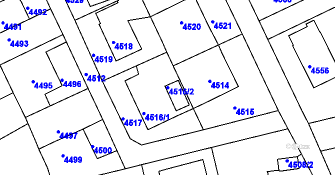 Parcela st. 4516/2 v KÚ Krnov-Horní Předměstí, Katastrální mapa