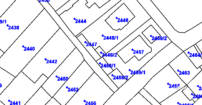 Parcela st. 2448/2 v KÚ Krnov-Horní Předměstí, Katastrální mapa