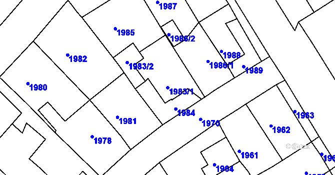 Parcela st. 1983/1 v KÚ Krnov-Horní Předměstí, Katastrální mapa