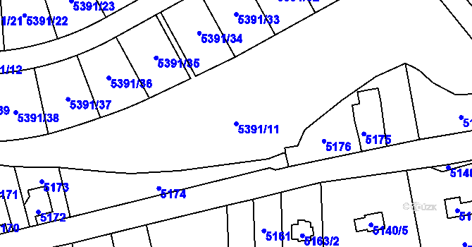 Parcela st. 5391/11 v KÚ Krnov-Horní Předměstí, Katastrální mapa