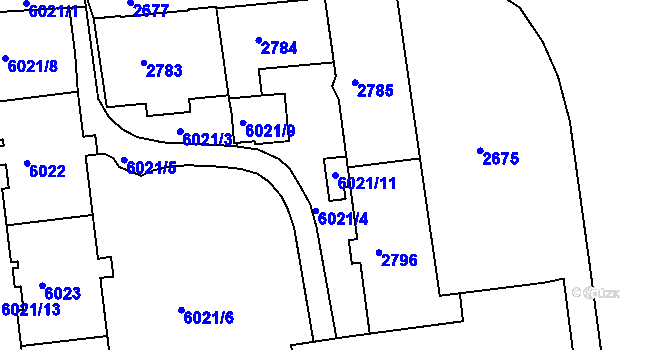 Parcela st. 6021/11 v KÚ Krnov-Horní Předměstí, Katastrální mapa
