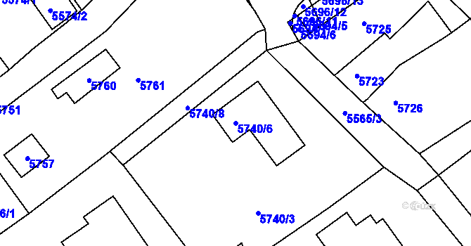 Parcela st. 5740/6 v KÚ Krnov-Horní Předměstí, Katastrální mapa