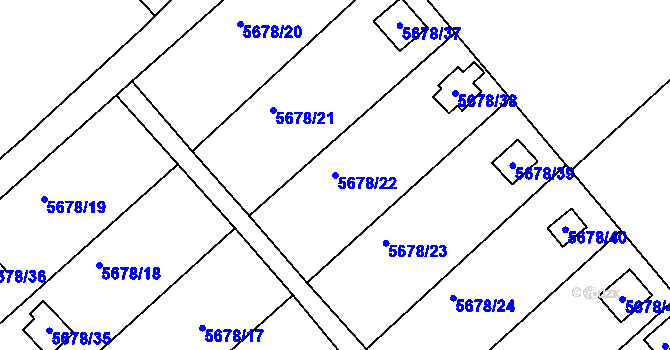 Parcela st. 5678/22 v KÚ Krnov-Horní Předměstí, Katastrální mapa
