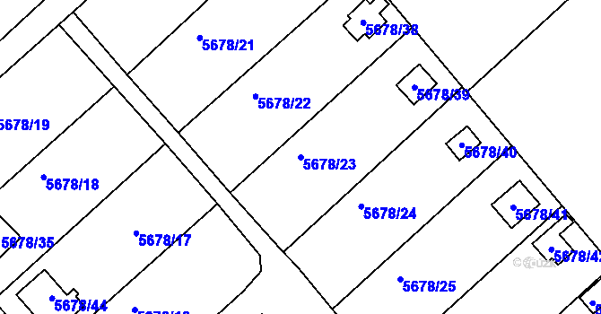 Parcela st. 5678/23 v KÚ Krnov-Horní Předměstí, Katastrální mapa