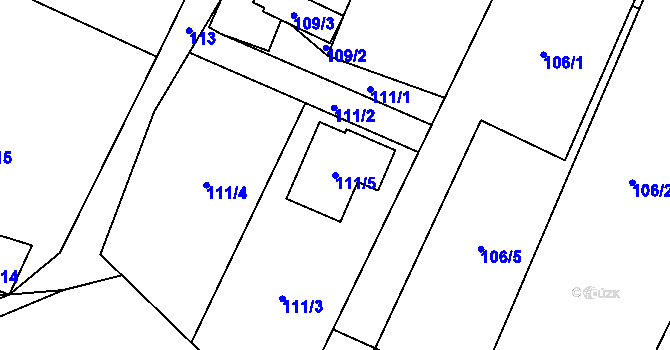 Parcela st. 111/5 v KÚ Krásné Loučky, Katastrální mapa