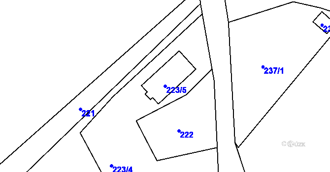 Parcela st. 223/5 v KÚ Krásné Loučky, Katastrální mapa