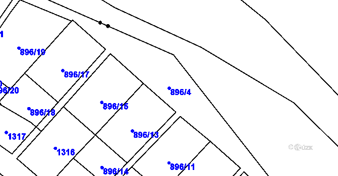 Parcela st. 896/4 v KÚ Krásné Loučky, Katastrální mapa