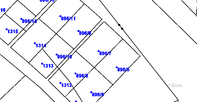 Parcela st. 896/7 v KÚ Krásné Loučky, Katastrální mapa