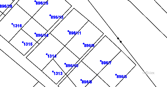 Parcela st. 896/9 v KÚ Krásné Loučky, Katastrální mapa