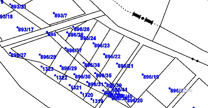 Parcela st. 896/22 v KÚ Krásné Loučky, Katastrální mapa