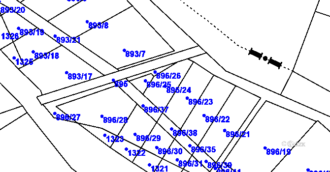 Parcela st. 896/24 v KÚ Krásné Loučky, Katastrální mapa