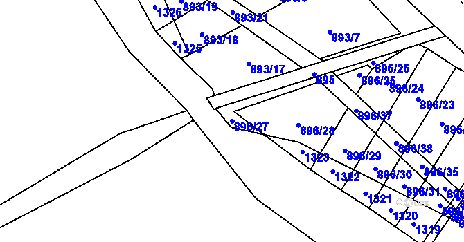 Parcela st. 896/27 v KÚ Krásné Loučky, Katastrální mapa