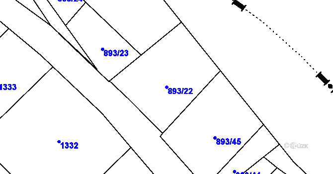 Parcela st. 893/22 v KÚ Krásné Loučky, Katastrální mapa