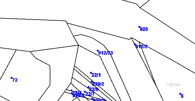Parcela st. 912/23 v KÚ Krásné Loučky, Katastrální mapa